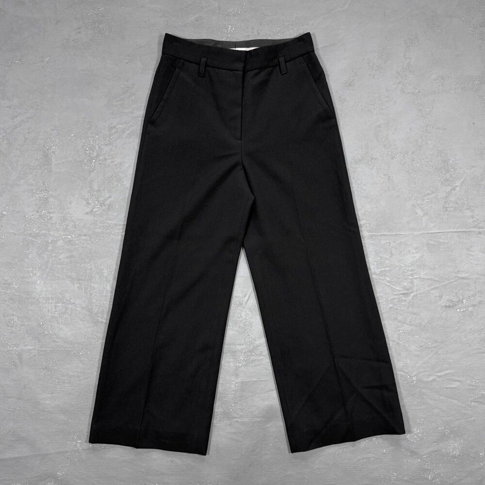 Marc Jacobs Black Wool High Waisted, Wide-Leg Trousers Women's 4